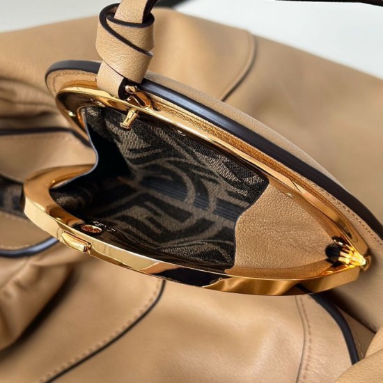 Premium Replica Fendi Spy small/medium/large hobo bag with twisted handle apricot At Cheap Price
