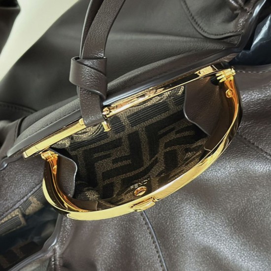 Premium Replica Fendi Spy small/medium/large hobo bag with twisted handle coffee At Cheap Price