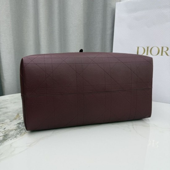 Premium Replica Dior Toujours Medium/Large Bag Burgundy Macrocannage Calfskin At Cheap Price