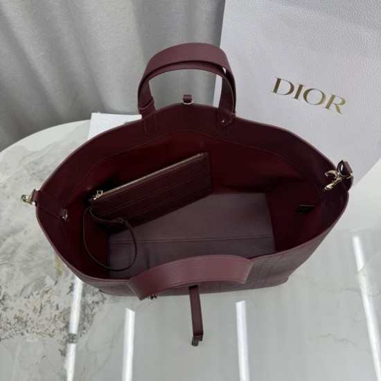 Premium Replica Dior Toujours Medium/Large Bag Burgundy Macrocannage Calfskin At Cheap Price