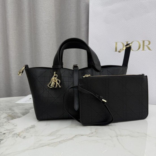 Premium Replica Dior Toujours Small Bag Black Macrocannage Calfskin At Cheap Price