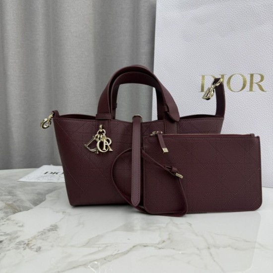 Premium Replica Dior Toujours Small Bag Burgundy Macrocannage Calfskin At Cheap Price