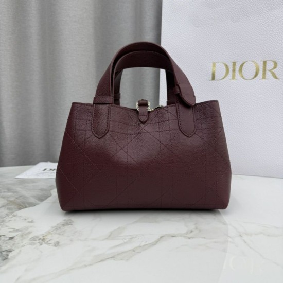 Premium Replica Dior Toujours Small Bag Burgundy Macrocannage Calfskin At Cheap Price
