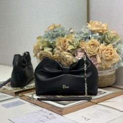 Premium Replica Dior Bow Bag with Black Bow and Gold-Finish Metal At Cheap Price