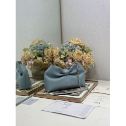 Premium Replica Dior Bow Bag with Blue Bow and Gold-Finish Metal At Cheap Price