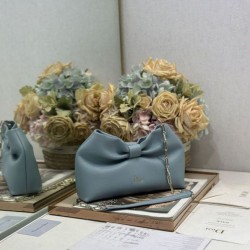 Premium Replica Dior Bow Bag with Blue Bow and Gold-Finish Metal At Cheap Price