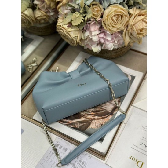 Premium Replica Dior Bow Bag with Blue Bow and Gold-Finish Metal At Cheap Price