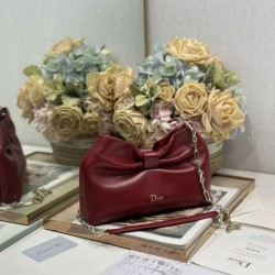 Premium Replica Dior Bow Bag with Claret Bow and Gold-Finish Metal At Cheap Price
