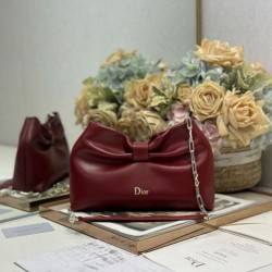 Premium Replica Dior Bow Bag with Claret Bow and Gold-Finish Metal At Cheap Price