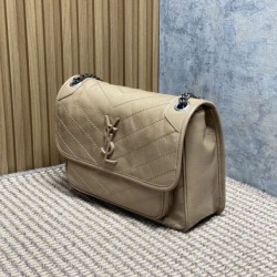 Premium Replica Vintage Niki Medium YSL Saint Laurent Crossbody Bag Waxed and Oiled Leather Apricot At Cheap Price