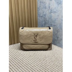Premium Replica Vintage Niki Medium YSL Saint Laurent Crossbody Bag Waxed and Oiled Leather Apricot At Cheap Price