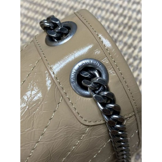 Premium Replica Vintage Niki Medium YSL Saint Laurent Crossbody Bag Waxed and Oiled Leather Apricot At Cheap Price