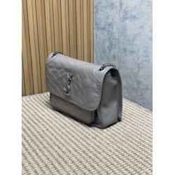 Premium Replica Vintage Crossbody Bag YSL Saint Laurent Niki Medium Waxed and Oiled Leather Gray At Cheap Price