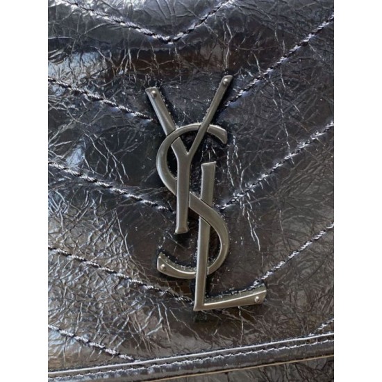 Fake Vintage Niki Medium YSL Saint Laurent Crossbody Bag Waxed and Oiled Leather Black Knockoff Clone Sale Online Premium Replica Vintage Niki Medium YSL Saint Laurent Crossbody Bag Waxed and Oiled Leather Black At Cheap Price