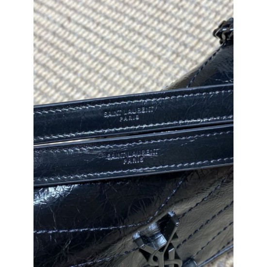 Fake Vintage Niki Medium YSL Saint Laurent Crossbody Bag Waxed and Oiled Leather Black Knockoff Clone Sale Online Premium Replica Vintage Niki Medium YSL Saint Laurent Crossbody Bag Waxed and Oiled Leather Black At Cheap Price