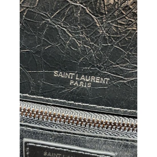Fake Vintage Niki Medium YSL Saint Laurent Crossbody Bag Waxed and Oiled Leather Black Knockoff Clone Sale Online Premium Replica Vintage Niki Medium YSL Saint Laurent Crossbody Bag Waxed and Oiled Leather Black At Cheap Price