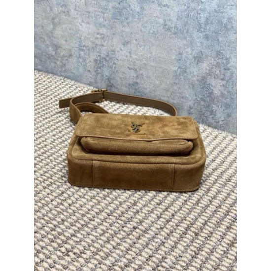 Fake YSL Saint Laurent Niki Besace Suede Shoulder Bag Brown Knockoff Clone Sale Online Premium Replica YSL Saint Laurent Niki Besace Suede Shoulder Bag Brown At Cheap Price
