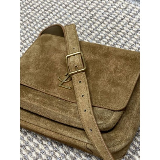Fake YSL Saint Laurent Niki Besace Suede Shoulder Bag Brown Knockoff Clone Sale Online Premium Replica YSL Saint Laurent Niki Besace Suede Shoulder Bag Brown At Cheap Price