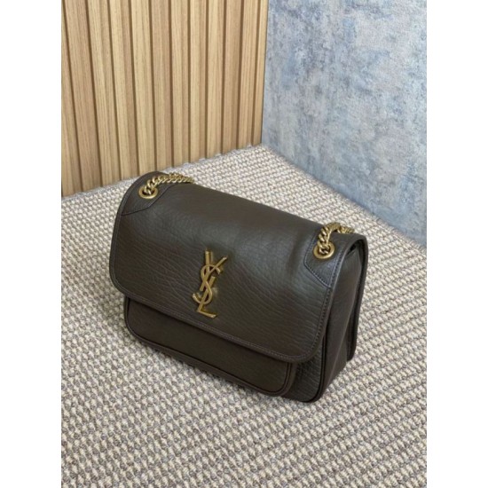 Premium Replica YSL Saint Laurent Niki Medium/Large Grained Lambskin Light Coffee At Cheap Price