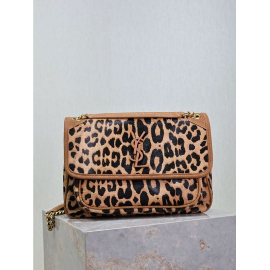 Premium Replica YSL Saint Laurent Niki Medium Chain Flap Bag with Leopard Print At Cheap Price