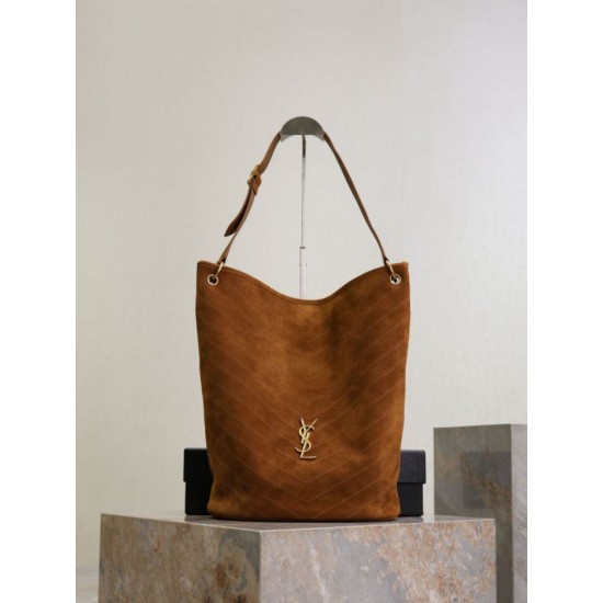Premium Replica YSL Saint Laurent Niki Soft Bucket Bag Caramel Suede At Cheap Price