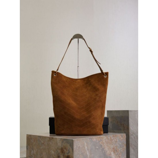 Premium Replica YSL Saint Laurent Niki Soft Bucket Bag Caramel Suede At Cheap Price