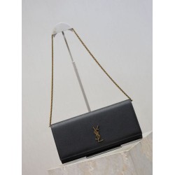 Premium Replica YSL Saint Laurent Kate Clutch Black Hammered Leather At Cheap Price
