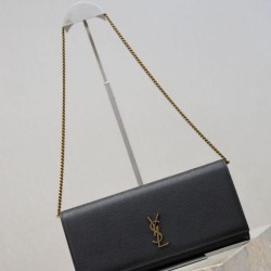 Premium Replica YSL Saint Laurent Kate Clutch Black Hammered Leather At Cheap Price