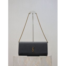 Premium Replica YSL Saint Laurent Kate Clutch Black Hammered Leather At Cheap Price