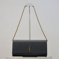 Premium Replica YSL Saint Laurent Kate Clutch Black Hammered Leather At Cheap Price