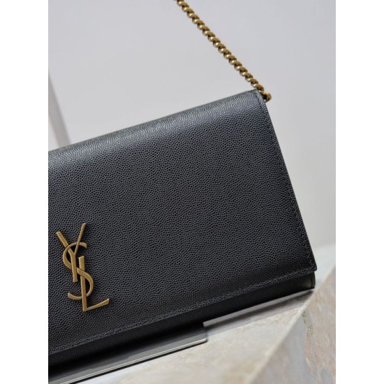 Premium Replica YSL Saint Laurent Kate Clutch Black Hammered Leather At Cheap Price