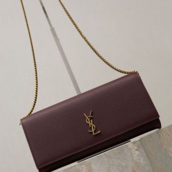 Premium Replica YSL Saint Laurent Kate Clutch Brown Hammered Leather At Cheap Price