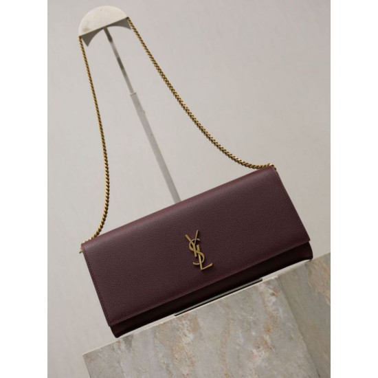 Premium Replica YSL Saint Laurent Kate Clutch Brown Hammered Leather At Cheap Price
