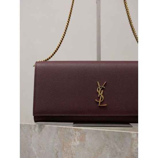 Premium Replica YSL Saint Laurent Kate Clutch Brown Hammered Leather At Cheap Price