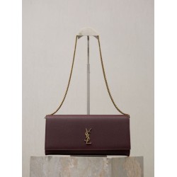 Premium Replica YSL Saint Laurent Kate Clutch Brown Hammered Leather At Cheap Price