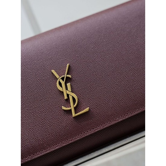 Premium Replica YSL Saint Laurent Kate Clutch Brown Hammered Leather At Cheap Price