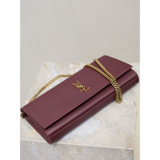 Premium Replica YSL Saint Laurent Kate Clutch Brown Hammered Leather At Cheap Price