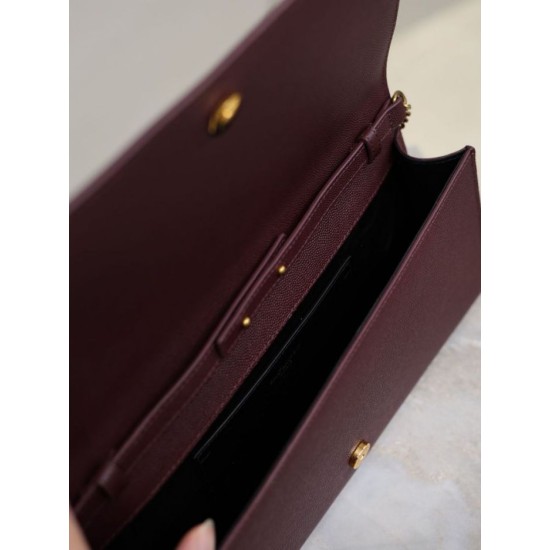 Premium Replica YSL Saint Laurent Kate Clutch Brown Hammered Leather At Cheap Price