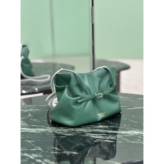 Premium Replica Prada Dada small shoulder bag green nappa leather At Cheap Price