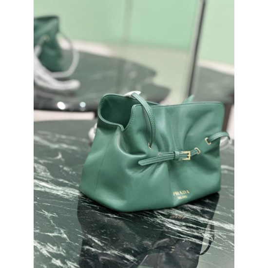 Premium Replica Prada Dada small shoulder bag green nappa leather At Cheap Price