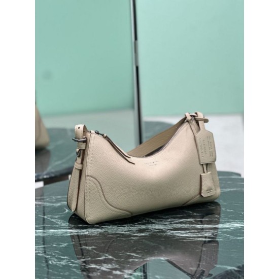 Premium Replica Prada Aimée large shoulder bag 1BC280 beige deerskin At Cheap Price