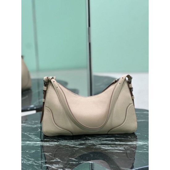 Premium Replica Prada Aimée large shoulder bag 1BC280 beige deerskin At Cheap Price
