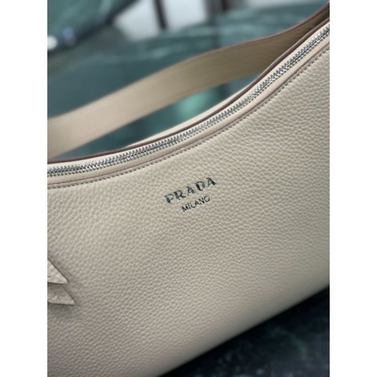 Premium Replica Prada Aimée large shoulder bag 1BC280 beige deerskin At Cheap Price