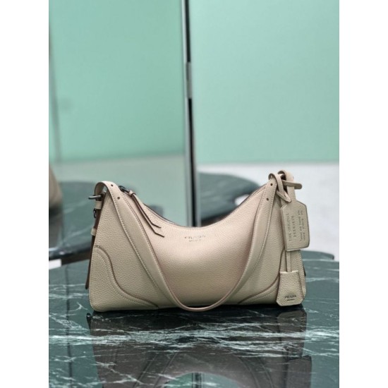 Premium Replica Prada Aimée large shoulder bag 1BC280 beige deerskin At Cheap Price