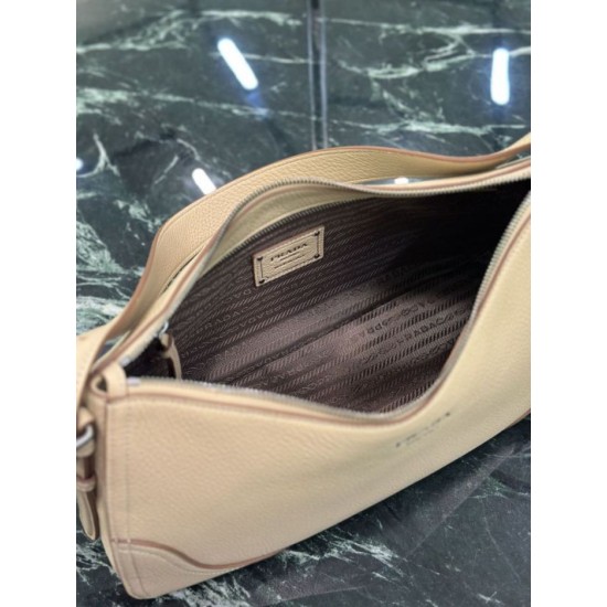 Premium Replica Prada Aimée large shoulder bag 1BC280 beige deerskin At Cheap Price