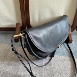 Premium Replica Celine Halfmoon Soft Triomphe bag soft shiny lambskin black At Cheap Price
