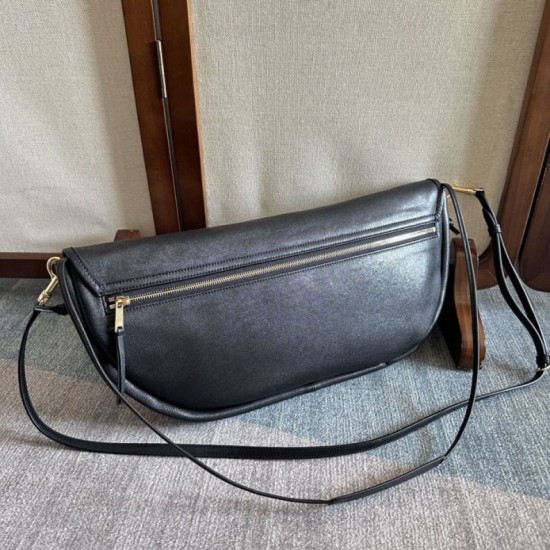 Premium Replica Celine Halfmoon Soft Triomphe bag soft shiny lambskin black At Cheap Price