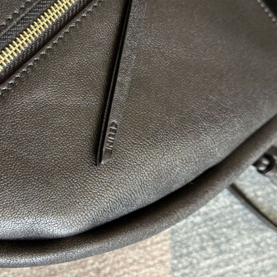 Premium Replica Celine Halfmoon Soft Triomphe bag soft shiny lambskin black At Cheap Price