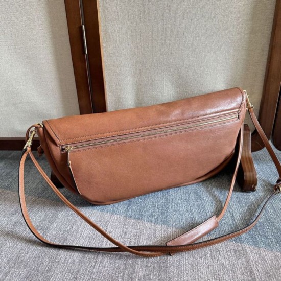 Premium Replica Celine Halfmoon Soft Triomphe bag soft shiny lambskin brown At Cheap Price