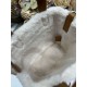 Premium Replica DiorAlps small/medium Dior Toujours Vertical tote bag with topstitching Macrocannage and Apricot Wool Trim At Cheap Price